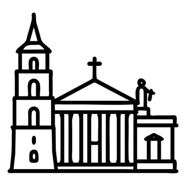 Vilnius Cathedral, Lithuania, modern linear style, neutral background, no text, Discord role icon sticker