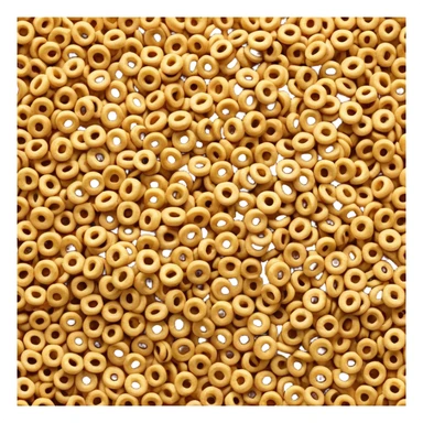 small scatter of dry breakfast cereal loops or flakes in golden brown tones, crisp and lightly textured, soft lighting, subtle shadows, emoji scale sticker