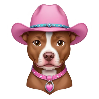 Pitbull with pink cowgirl hat  sticker