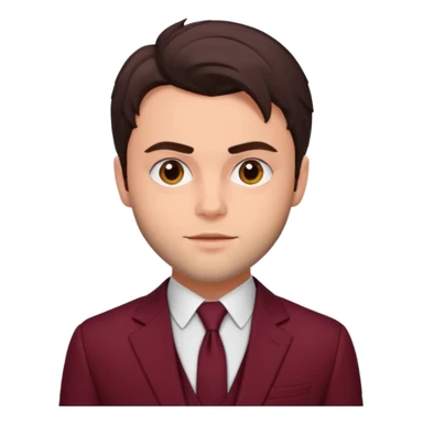 Jack Falahee with dark brown hair, maroon suit sticker