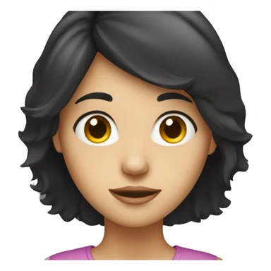 female with dark hair. with computer sticker