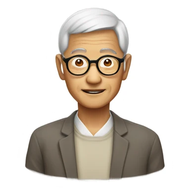 a lovely asian old man, wearing round glasses sticker
