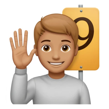 jury character holding out their hand with a sign that says 9 sticker