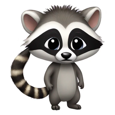 Baby raccoon and ostrich, both wear romper sticker