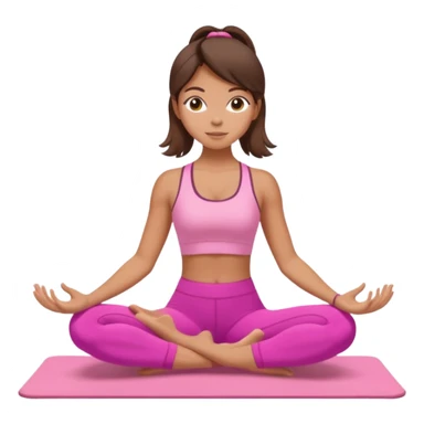 A tanned girl with brunette hair in her 20’s doing Pilates wearing a ALO pink workout set  sticker