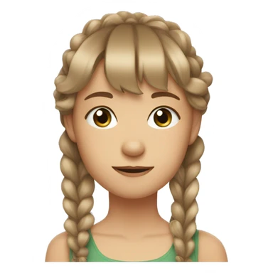 Girl with light brown hair, bluey greenish eyes, bangs and ribbons in her hair sticker