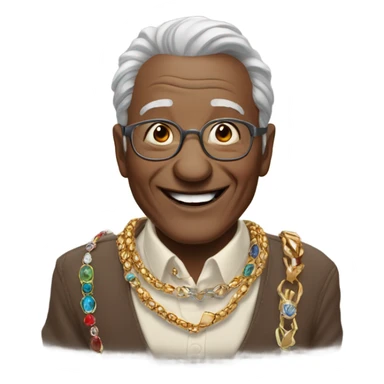 smiling old man with jewelry sticker