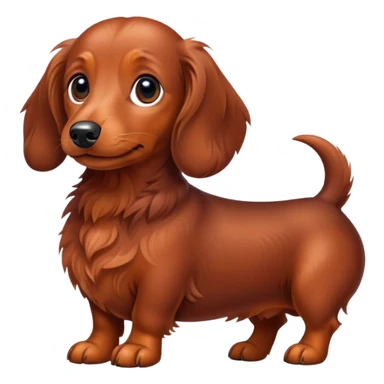Red brown fluffy daschund sticker