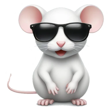 Cute little white mouse wearing sunglasses and fake mustache  sticker