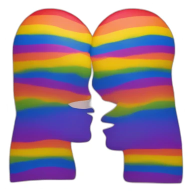 Gay flag with two men kissing sticker
