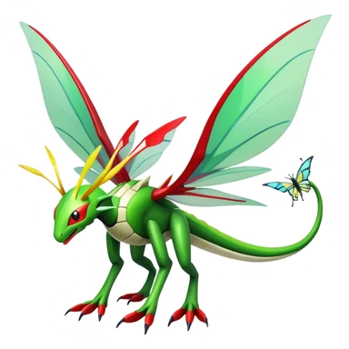  Cool Edgy Shiny Futuristic Ethereal Legendary Kartana-Digimon-Schyther-Flygon-hybrid full body with butterfly wings sticker