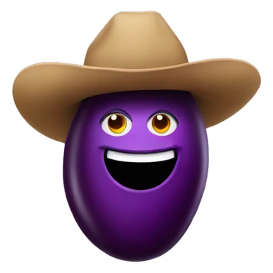 eggplant with cowboy sticker