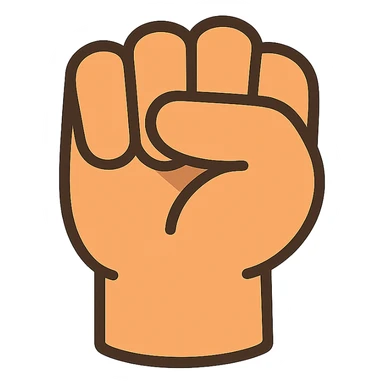 flat toon style hand facing forward in a fist, thumb between index and middle fingers sticker