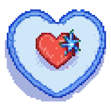 A red heart with a blue star inside sticker