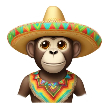 Monkey wearing a Mexican hat sticker
