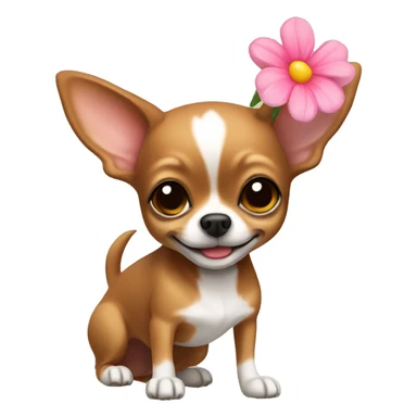 Brown Chihuahua with flower sticker