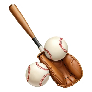 A baseball bat, ball, and glove placed on the grass of a baseball field, with the diamond and base lines clearly visible in the background. The scene captures the essence of the sport, with the equipment ready for action on the neatly marked field. sticker