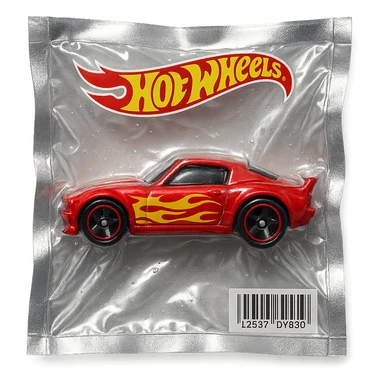 Hot Wheels toy car, glossy and puffy, vacuum-sealed style sticker
