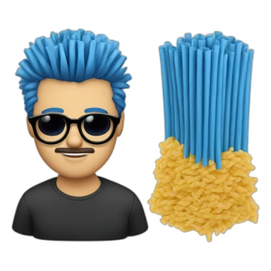 CARA DE CHICO CON GAFAS AZULES DE PASTA SIN VIGOTE Y PELO CORTO NEGRO CON FLEQUILLO DE PUNTA sticker