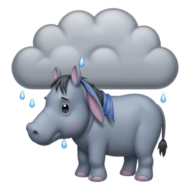 Eeyore under a rain cloud sticker
