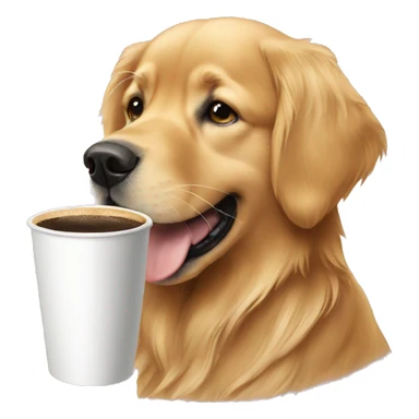 Golden retriever drinking a coffee  sticker