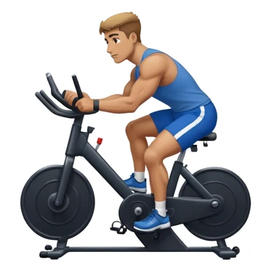 buff guy blue shorts black stationary bike sticker