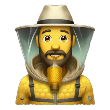 Beekeeper with 3 day beard drinking hydromel sticker