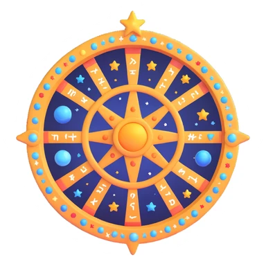 astrology wheel with stars, celestial vibe, glowing colors sticker