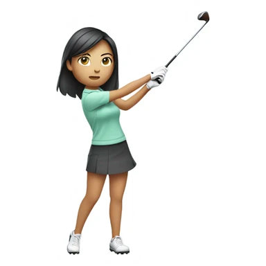 Asian girl golfing  sticker