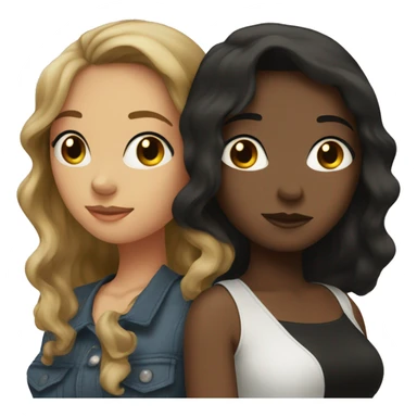 Two women smooching that one white with brown hair and the other black with black hair sticker