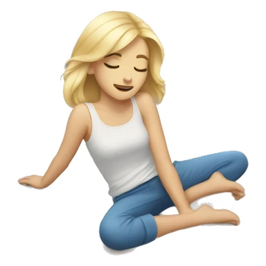 Young Blond Woman Lying With Her Back On The Floor sticker
