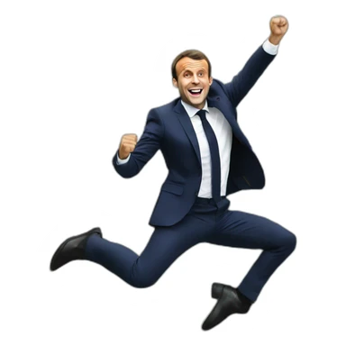 Emmanuel macron jumping in money sticker