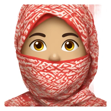 Woman wearing red and white patterned kuffiyeh covering mouth sticker