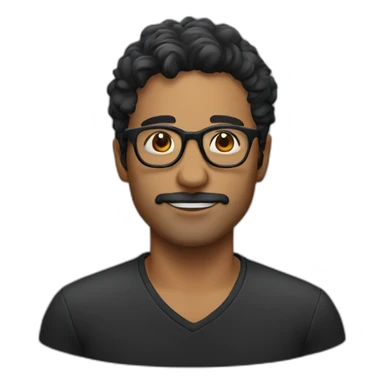Italian man black wavy short hair and glasses sticker