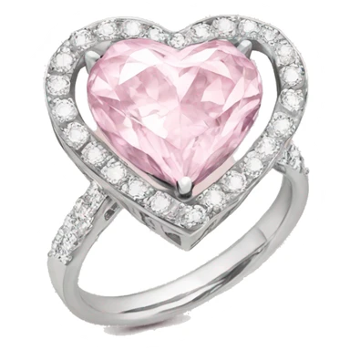 Diamond silver  ring light pink heart sticker