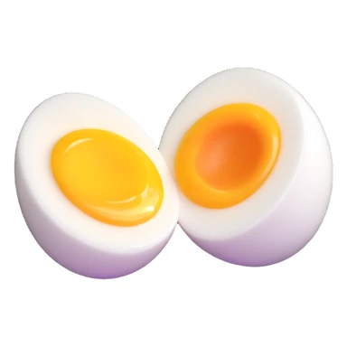 halved soft-boiled egg, clean, minimal, cute, well-lit, soft shadow, white background sticker