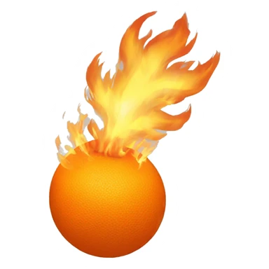 orange ball completely on fire flying through the air sticker