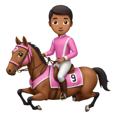 black boy riding horse wearing racing cloth pink sticker
