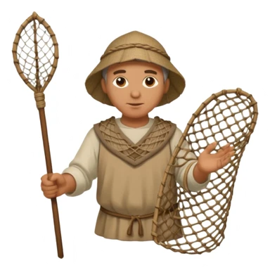fisher with net in Medieval Villagers sticker