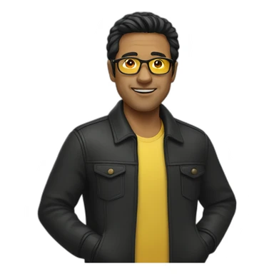 Man with yellow tinted glasses and black hair  sticker