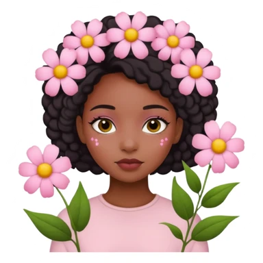 Pastel Pink Black Girl With Flowers sticker