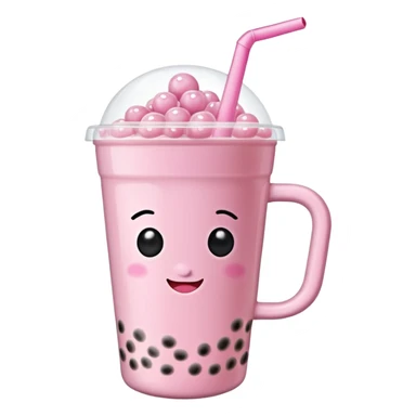 Pink mug with bubble tea sticker