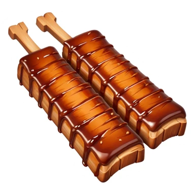 bbq ribs object icon, cooked ribs with barbecue sauce glaze, 3D cartoon, mobile game icon style, clean background, no text, no watermark
 sticker