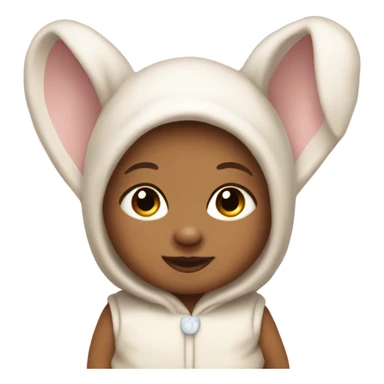 Tan skin new born baby bunny costume  sticker