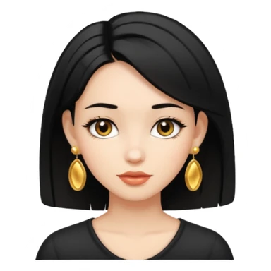 girl with bob black hairstyle and big designed earrings sticker