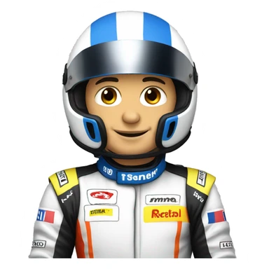 Racing driver with helmet sticker
