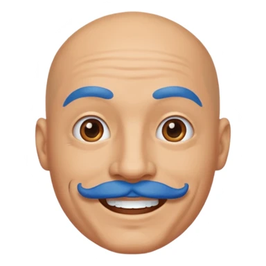 bald man with blue mustache sticker