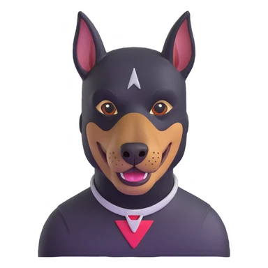Doberman with a bandit mask and a cheeky grin sticker