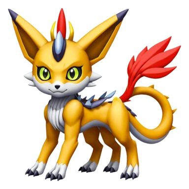 Meloetta-Wargreymon-Renamon-Guilmon-Pokémon-Digimon-Fakémon-fusion-hybrid-creature sticker