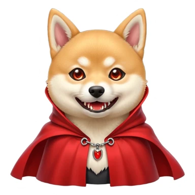 Shiba Vampire Dog in red collar cloak sticker